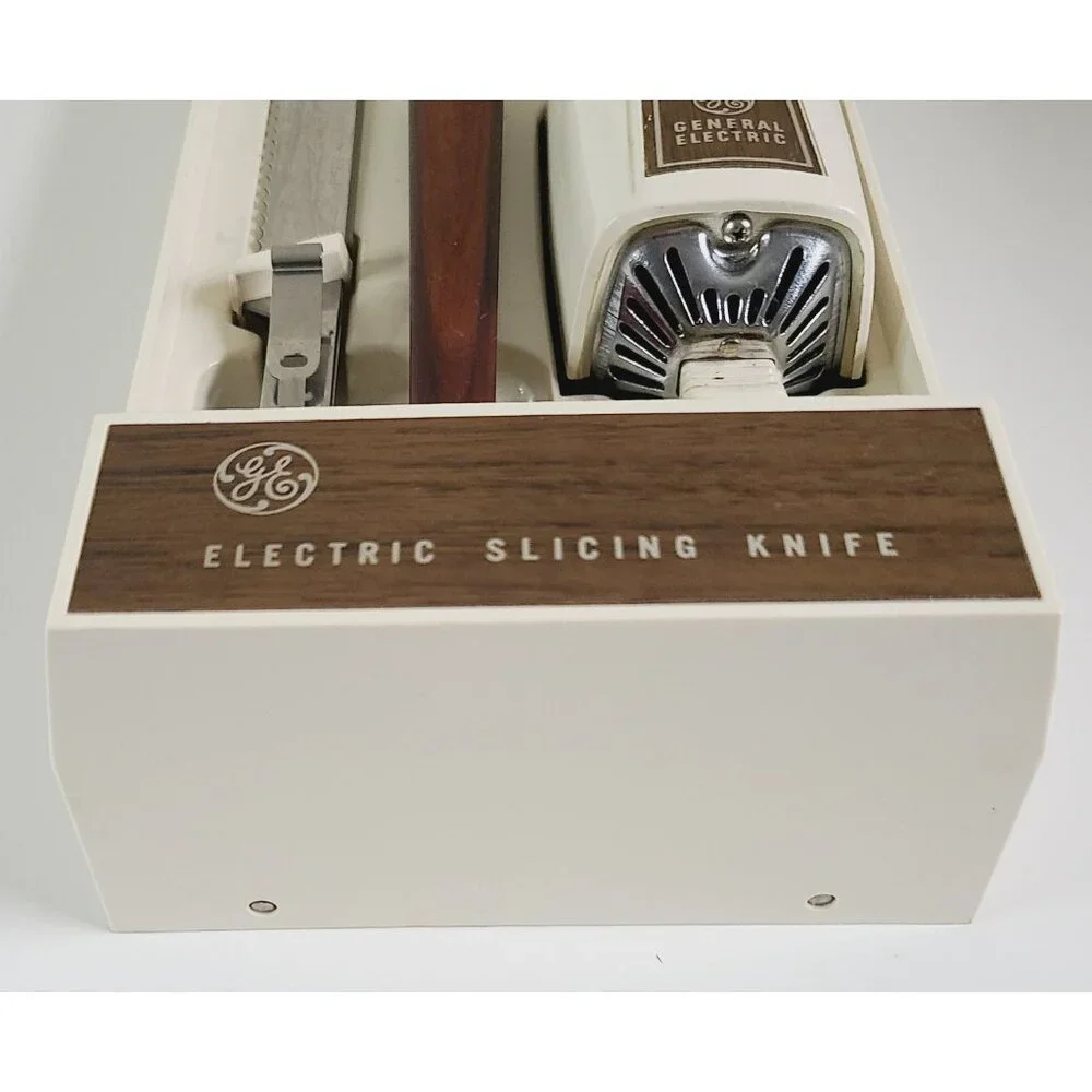 Vintage General Electric Electric Slicing Knife Set W/ Fork Box & Hanging Caddy